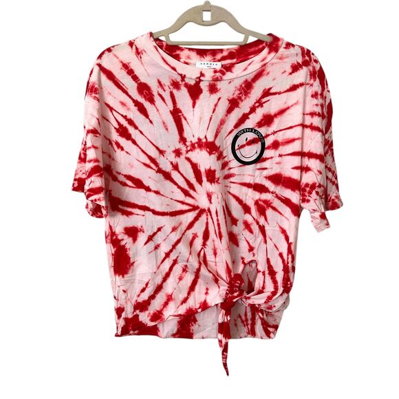 SANDRO Tie Dye Graphic Tie Front Tee Red (Sandro 2 - Medium) - Picture 2 of 5